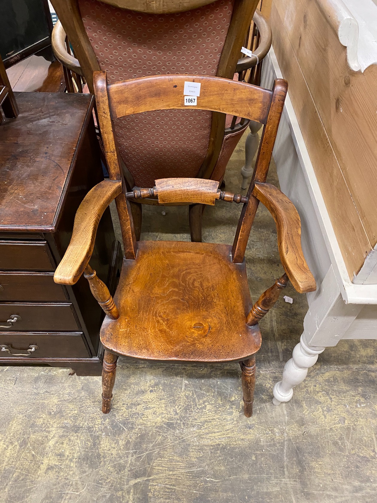 A Victorian ash, elm and beech Windsor elbow chair